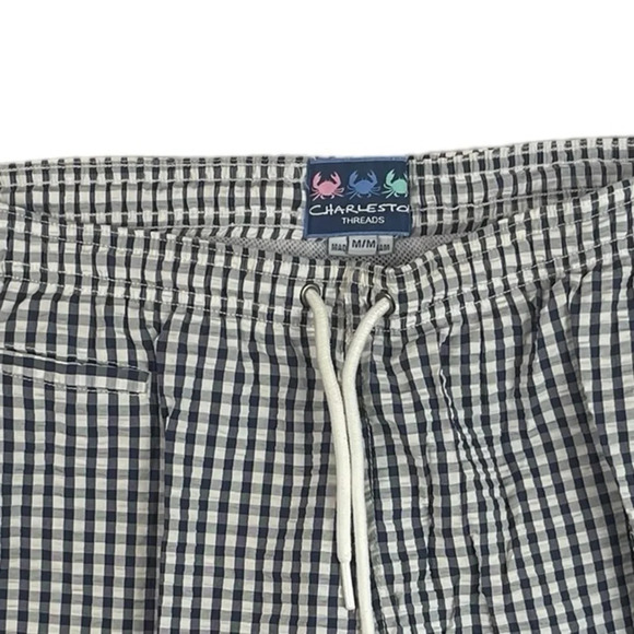 SH742 Men’s Charleston Threads Gingham Print Lined Beach Swim Trunks M - Picture 3 of 5